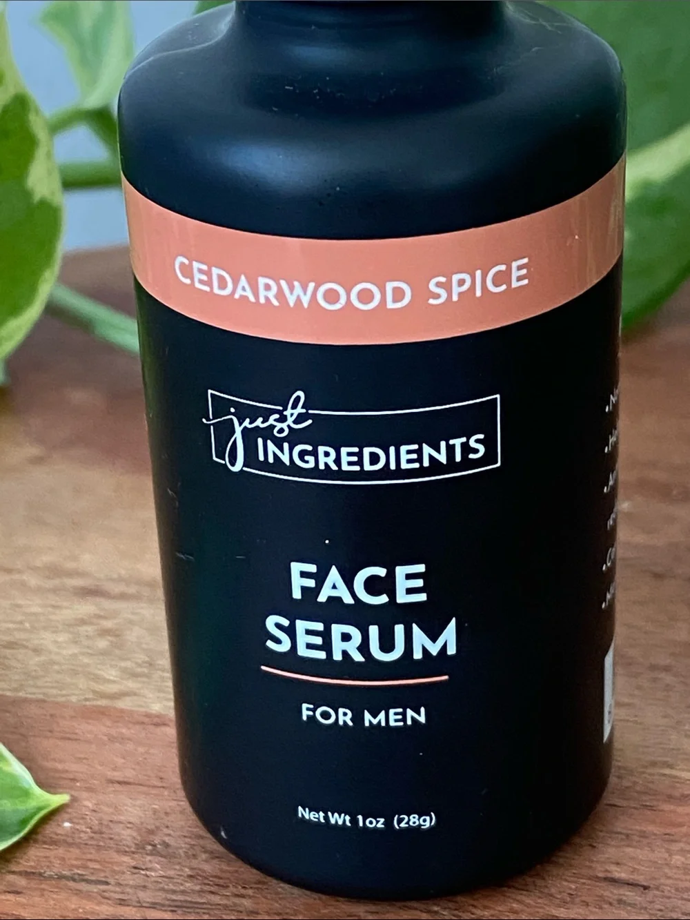 NEW Just Ingredients Cedarwood Spice Face Serum for Men 1oz Organic Ingredients